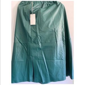 Never Worn Green A- Line Faux Leather Skirt